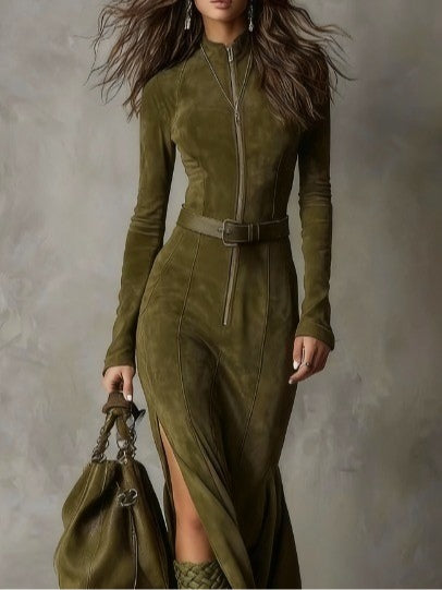 Alessia | Langes Kleid aus Wildleder