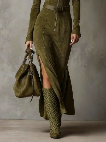 Alessia | Langes Kleid aus Wildleder